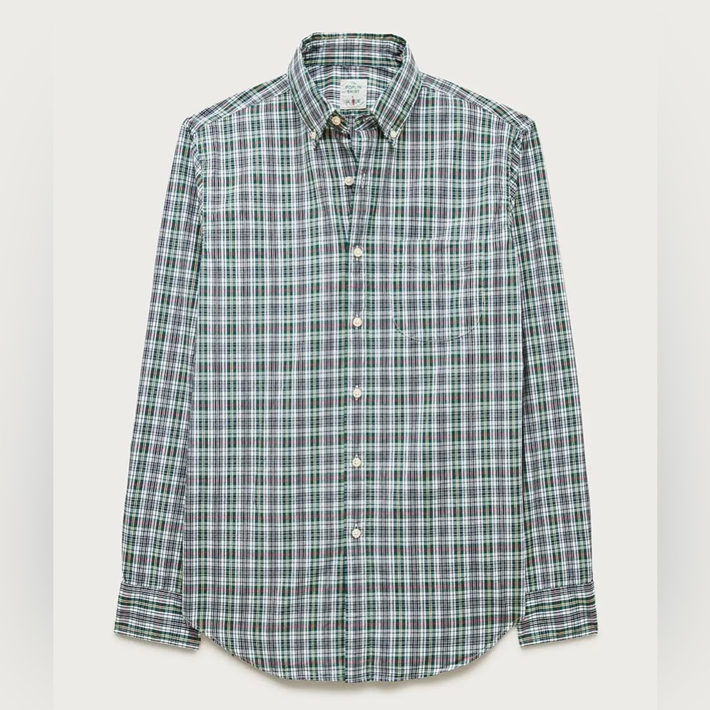 J. Crew Tailored Cut Blue and White Plaid Button-Down Shirt